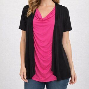 Rachel Rachel Short Sleeve Faux Gardigan Top Shirt Blouse size 3x